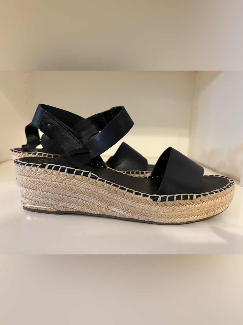 Franco Sarto Black Espadrille Wedge Sandals